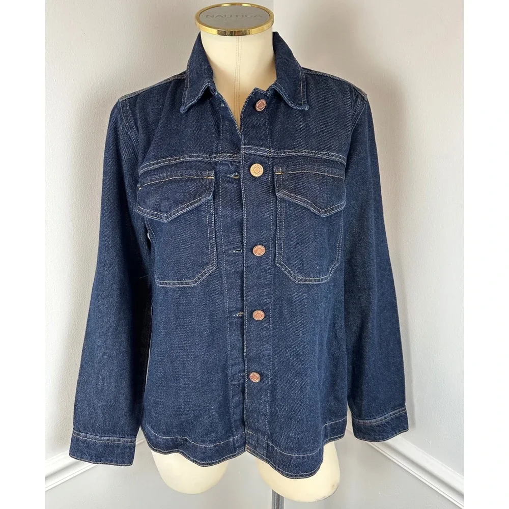 GAP Denim Women's Dark Wash Lightweight Shacket Button-Front NWT Small
